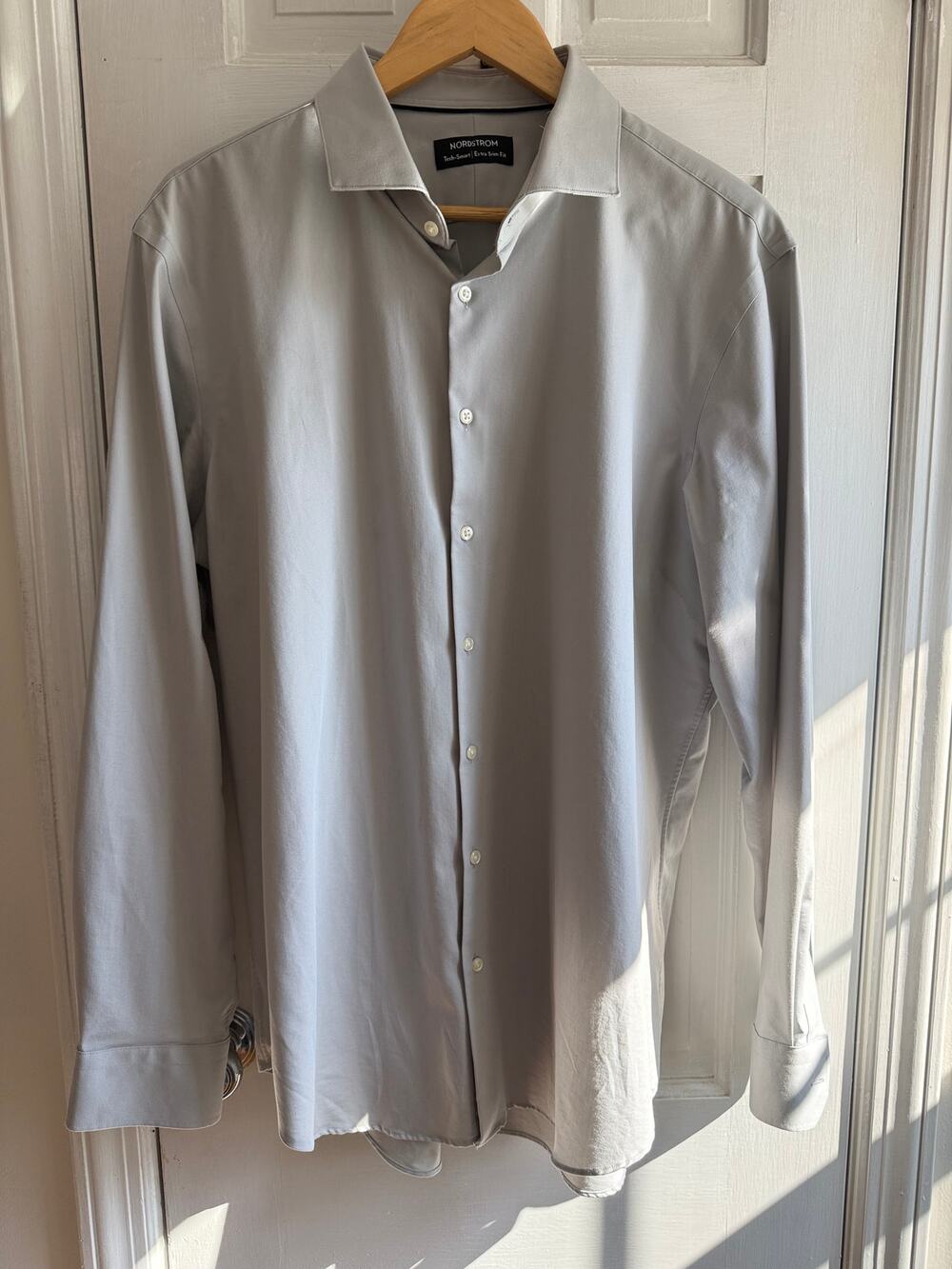 Nordstrom Tech-Smart Extra Slim Fit Dress Shirt Gray Size 17 34/35 EUC